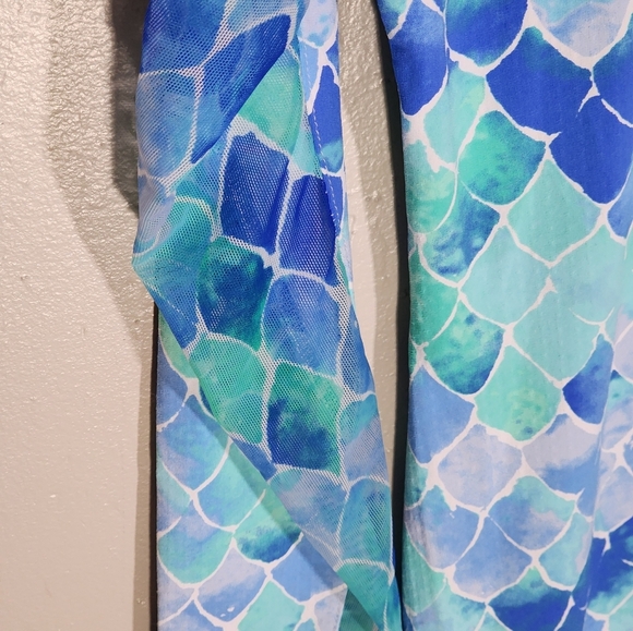 Ibkul Blue and Green Scale Pattern Dress - Picture 5 of 7